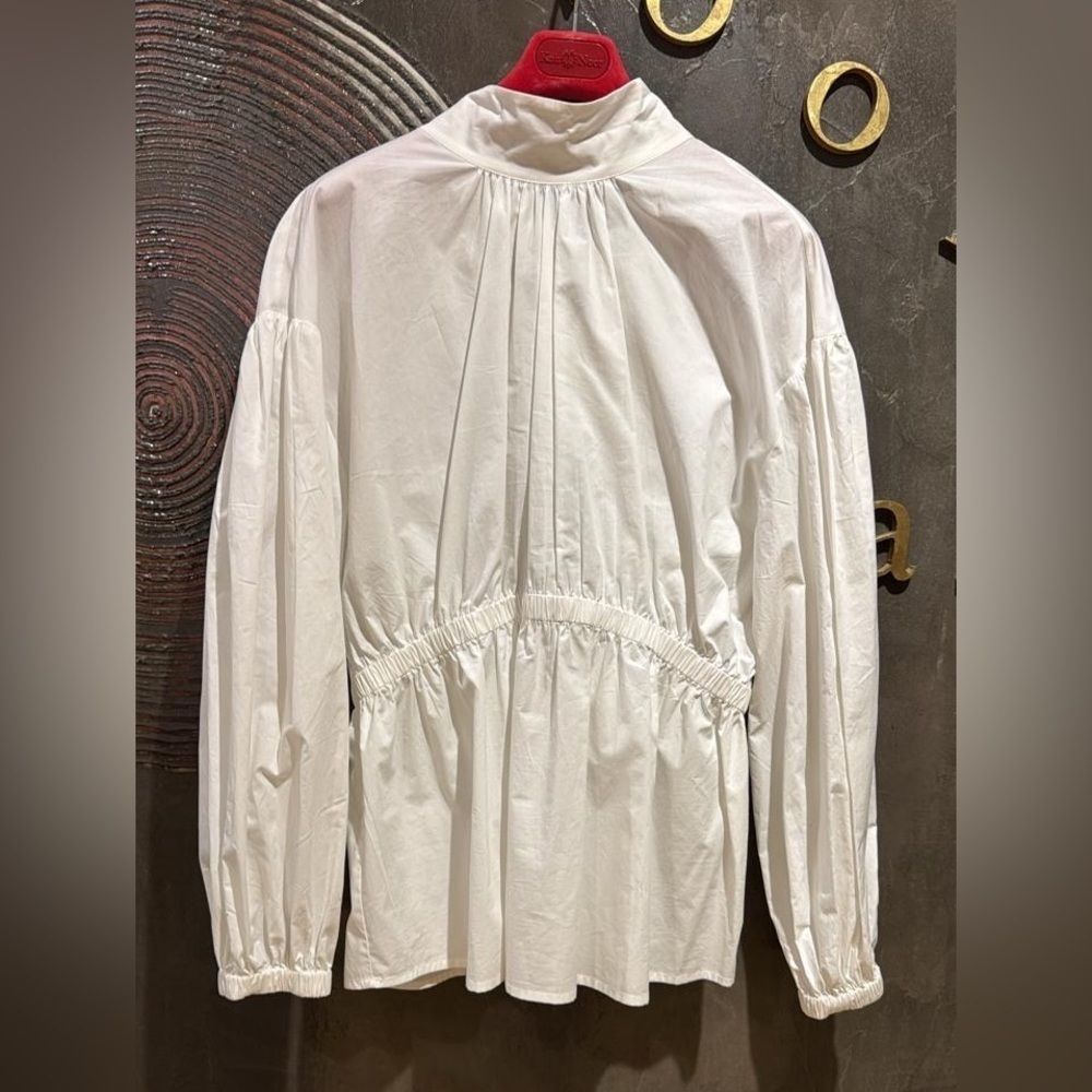 Baum und pferdgarten cotton White Long Sleeve Blouse bow tie back synched EU 42